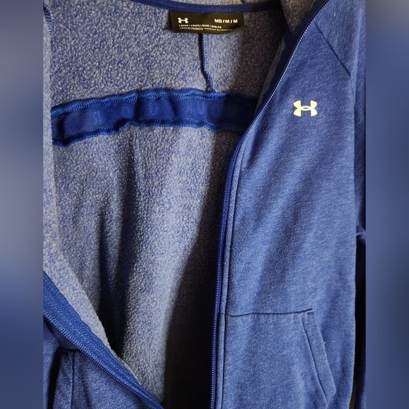 Under Armour Blue Zip Hoodie sz Medium - Picture 9 of 9